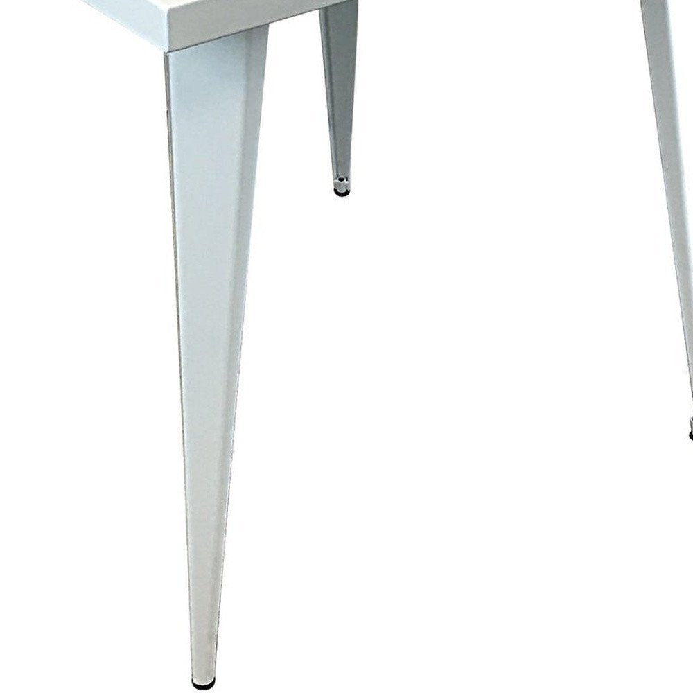 32" White Steel and Metal Square Dining Table