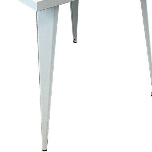 32" White Steel and Metal Square Dining Table