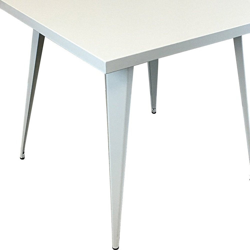 32" White Steel and Metal Square Dining Table
