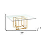 59" Clear and Silver Glass and Metal Pedestal Base Square Dining Table