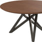 47" Brown and Gray Wood and Stainless Steel Cross Leg Base Round Top Dining Table