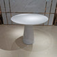 42" White Wood and Metal Pedestal Base Round Top Dining Table