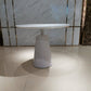 42" White Wood and Metal Pedestal Base Round Top Dining Table