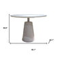 42" White Wood and Metal Pedestal Base Round Top Dining Table