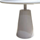 42" White Wood and Metal Pedestal Base Round Top Dining Table