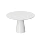42" White Wood and Metal Pedestal Base Round Top Dining Table