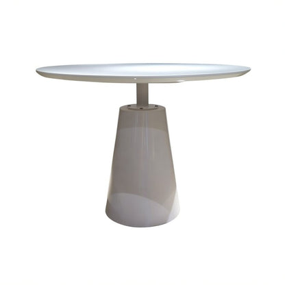 42" White Wood and Metal Pedestal Base Round Top Dining Table