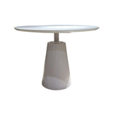42" White Wood and Metal Pedestal Base Round Top Dining Table