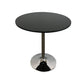 36" Black and Silver Wood and Metal Pedestal Base Round Top Dining Table