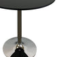 36" Black and Silver Wood and Metal Pedestal Base Round Top Dining Table
