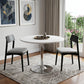 36" White and Silver Wood and Metal Pedestal Base Round Top Dining Table