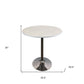 36" White and Silver Wood and Metal Pedestal Base Round Top Dining Table