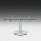 40" Clear and Silver Glass and Metal Self-Storing Leaf Motion Extendable Dining Table