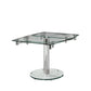 40" Clear and Silver Glass and Metal Self-Storing Leaf Motion Extendable Dining Table