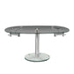 40" Clear and Silver Glass and Metal Self-Storing Leaf Motion Extendable Dining Table