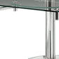 50" Clear And Silver Glass And Metal Self-Storing Leaf Pedestal Base Dining Table