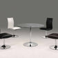 42" Clear and Silver Glass and Metal Pedestal Base Round Top Dining Table