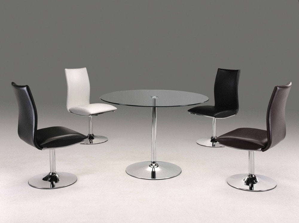 42" Clear and Silver Glass and Metal Pedestal Base Round Top Dining Table