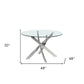 48" Clear and Silver Glass and Metal Cross Leg Base Round Top Dining Table