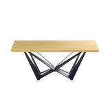 79" Natural and Black Wood and Metal Trestle Base Dining Table