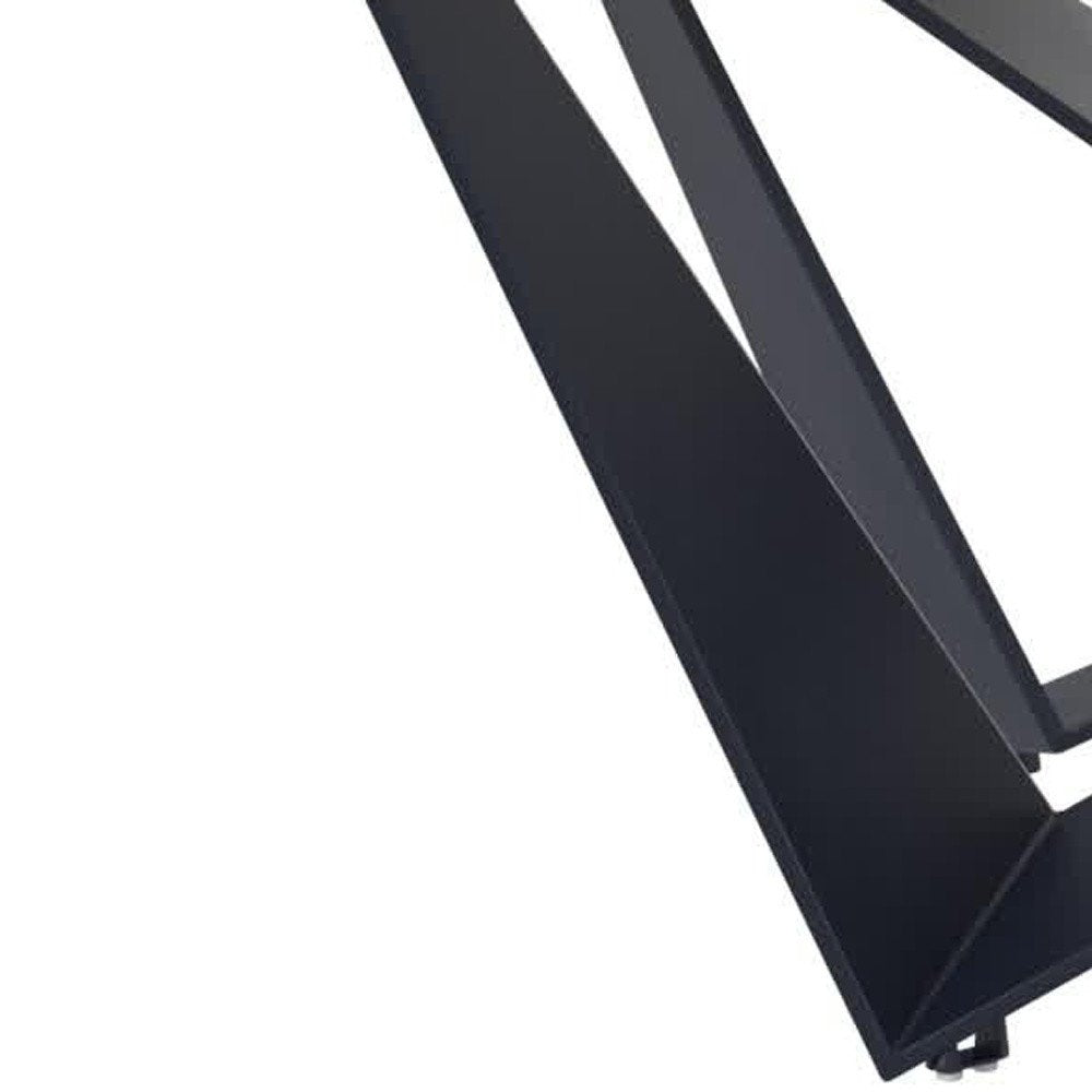 79" Natural and Black Wood and Metal Trestle Base Dining Table