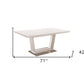 71" White Wood and Metal Self-Storing Leaf Pedestal Base Extendable Dining Table