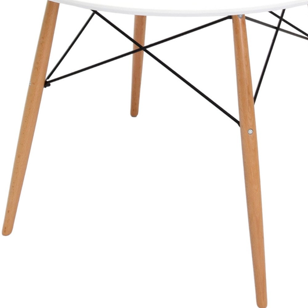 36" White and Natural Wood Round Top Dining Table