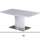 63" White Wood And Metal Self-Storing Leaf Pedestal Base Extendable Dining Table