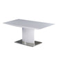 63" White Wood And Metal Self-Storing Leaf Pedestal Base Extendable Dining Table