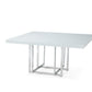 59" White and Silver Wood and Metal Pedestal Base Square Dining Table