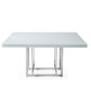 59" White and Silver Wood and Metal Pedestal Base Square Dining Table