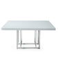 59" White and Silver Wood and Metal Pedestal Base Square Dining Table