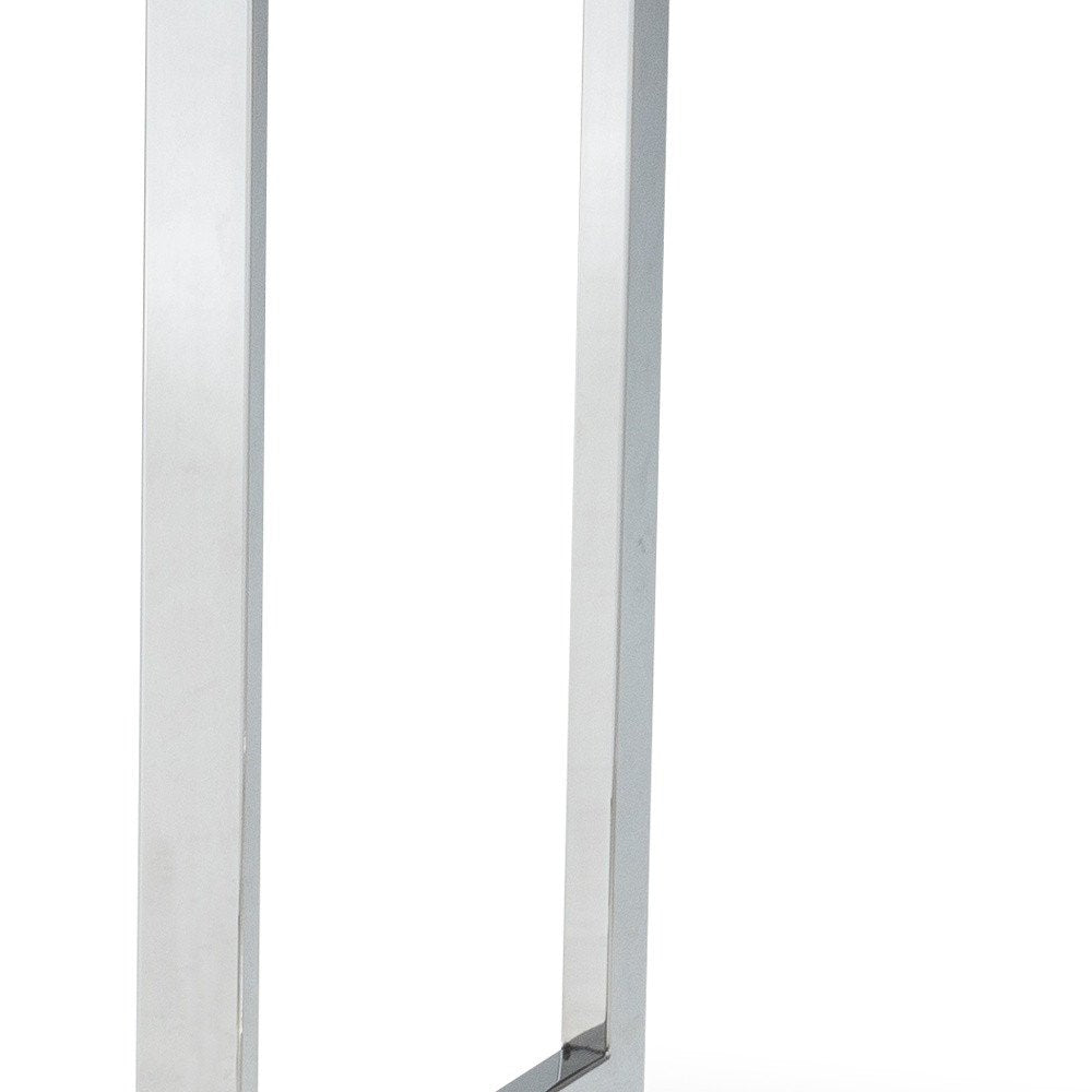 59" White and Silver Wood and Metal Pedestal Base Square Dining Table