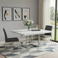 59" White and Silver Wood and Metal Pedestal Base Square Dining Table