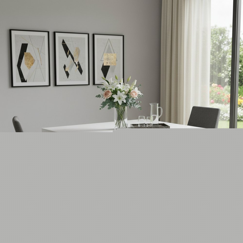 59" White and Silver Wood and Metal Pedestal Base Square Dining Table