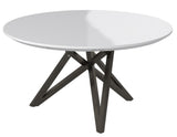 47" White and Gray Wood and Stainless Steel Cross Leg Base Round Top Dining Table