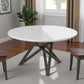47" White and Gray Wood and Stainless Steel Cross Leg Base Round Top Dining Table