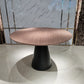 48" Brown and Black Wood and Metal Pedestal Base Round Top Dining Table