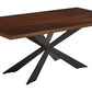 81" Brown and Black Wood and Metal Cross Leg Base Dining Table