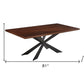 81" Brown and Black Wood and Metal Cross Leg Base Dining Table