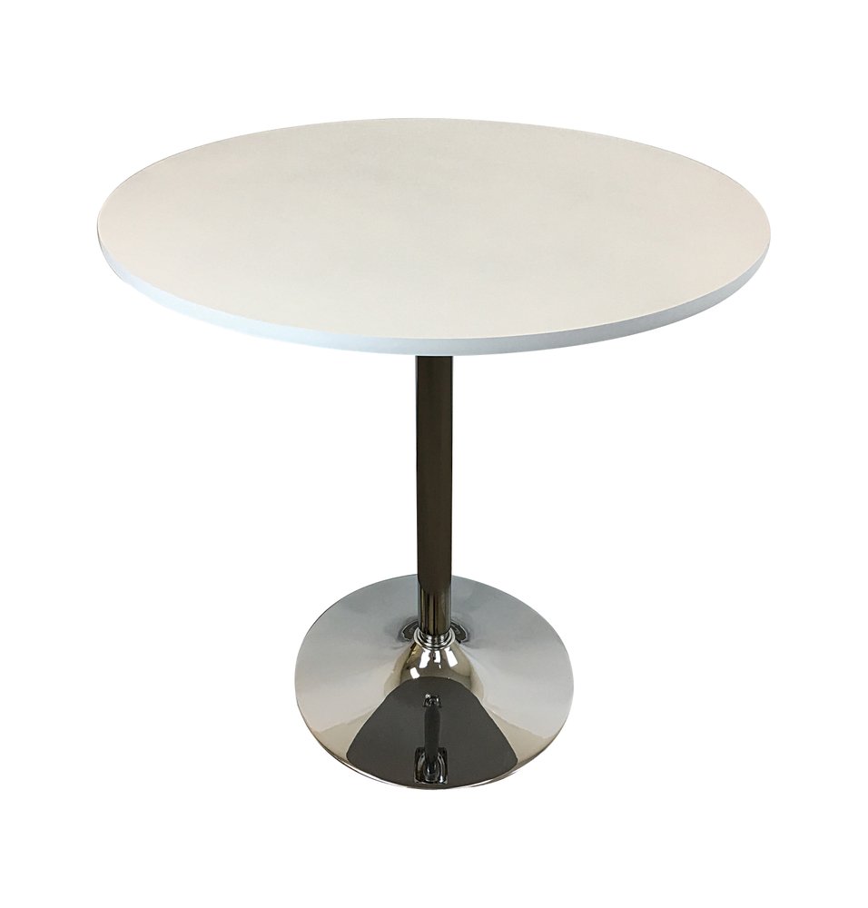 36" Black and Silver Wood and Metal Pedestal Base Round Top Dining Table