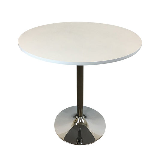 36" Black and Silver Wood and Metal Pedestal Base Round Top Dining Table
