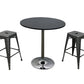 36" Black and Silver Wood and Metal Pedestal Base Round Top Dining Table