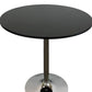 36" Black and Silver Wood and Metal Pedestal Base Round Top Dining Table