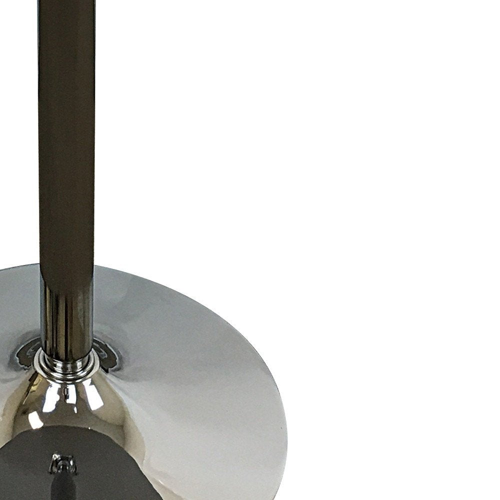 36" Black and Silver Wood and Metal Pedestal Base Round Top Dining Table