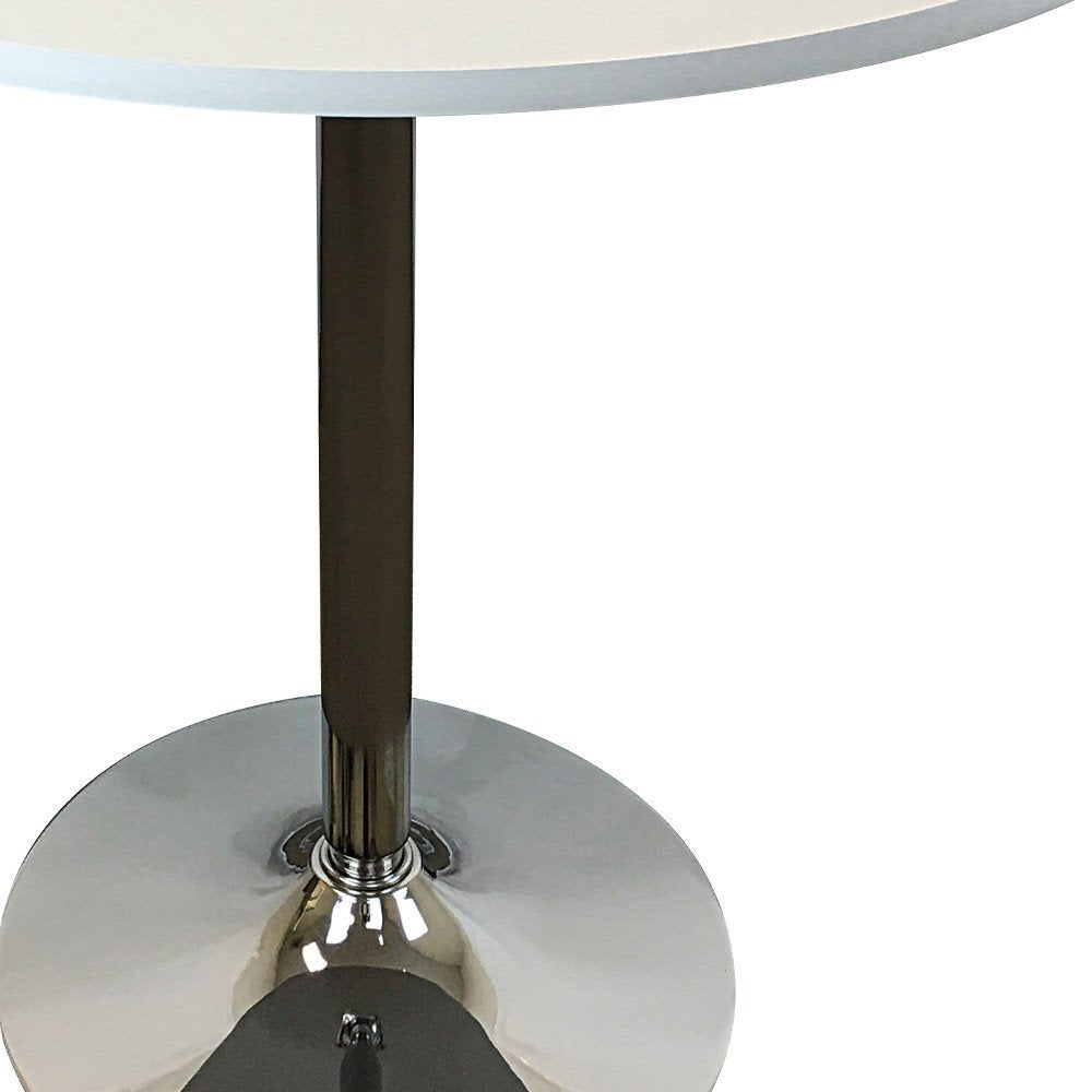 36" Black and Silver Wood and Metal Pedestal Base Round Top Dining Table