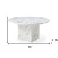 60" Gray and White Marble Pedestal Base Round Top Dining Table