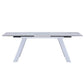 71" Gray and White Ceramic and Metal Self-Storing Leaf Extendable Dining Table