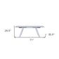 71" Gray and White Ceramic and Metal Self-Storing Leaf Extendable Dining Table