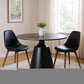47" Black Ceramic and Metal Pedestal Base Round Top Dining Table